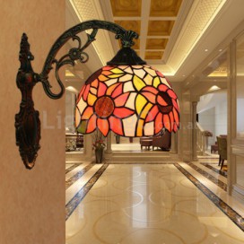 8 Inch European Stained Glass Sunflower Style Wall Light