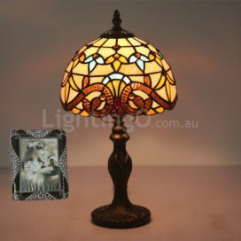 8 Inch European Stained Glass Baroque Style Table Lamp