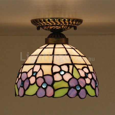 8 Inch European Stained Glass Flush Mount