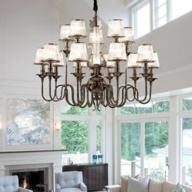 15 Light Modern / Contemporary Steel Chandelier with Acrylic Shade