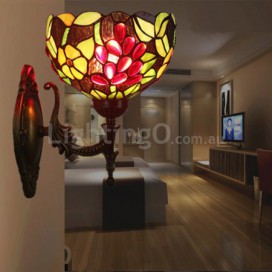 8 Inch European Stained Glass Grape Style Wall Light