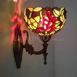 8 Inch European Stained Glass Grape Style Wall Light