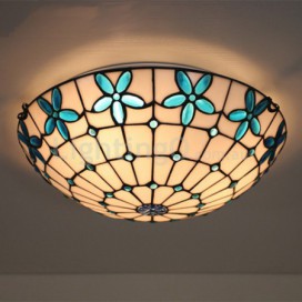 16 Inch European Stained Glass Flush Mount