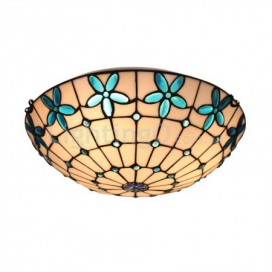 16 Inch European Stained Glass Flush Mount