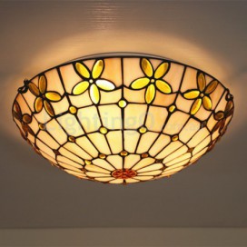 16 Inch European Stained Glass Flush Mount