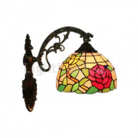 8 Inch European Stained Glass Rose Style Wall Light