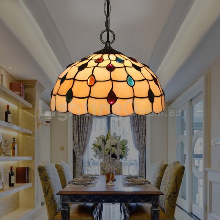 12 Inch European Stained Glass Pendant Light