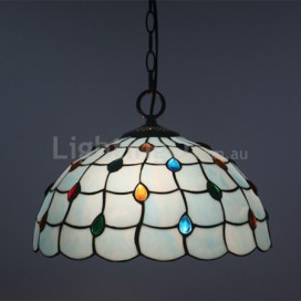 12 Inch European Stained Glass Pendant Light