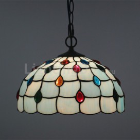 12 Inch European Stained Glass Pendant Light