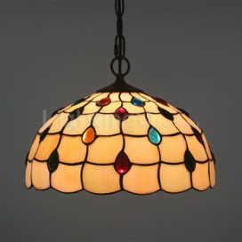 12 Inch European Stained Glass Pendant Light