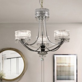 3 Light Modern / Contemporary Steel Chandelier with Crystal Shade