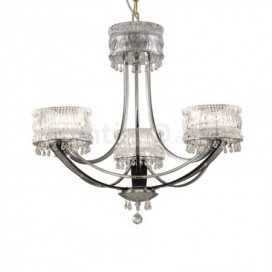 3 Light Modern / Contemporary Steel Chandelier with Crystal Shade