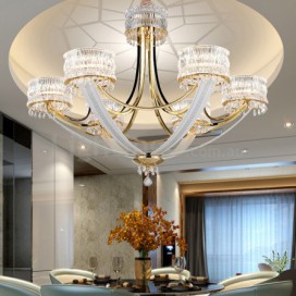 6 Light Modern / Contemporary Steel Chandelier with Crystal Shade