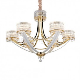 6 Light Modern / Contemporary Steel Chandelier with Crystal Shade