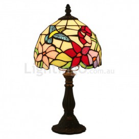 8 Inch European Stained Glass Hummingbird Style Table Lamp