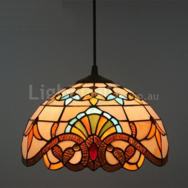 12 Inch European Stained Glass Baroque Style Pendant Light