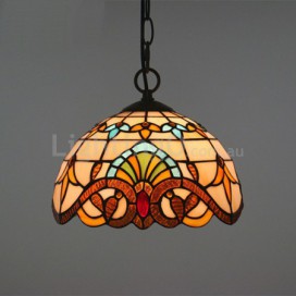 12 Inch European Stained Glass Baroque Style Pendant Light