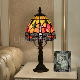 6 Inch European Stained Glass Dragonfly Style Table Lamp