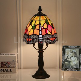 6 Inch European Stained Glass Dragonfly Style Table Lamp