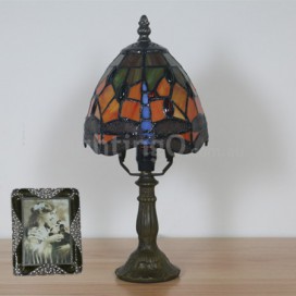 6 Inch European Stained Glass Dragonfly Style Table Lamp