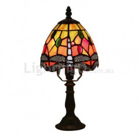 6 Inch European Stained Glass Dragonfly Style Table Lamp