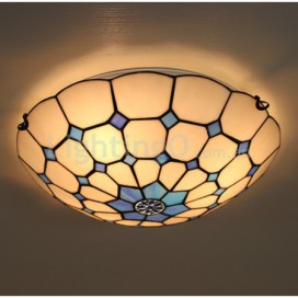 16 Inch Mediterranean Stained Glass Mediterranean Style Flush Mount