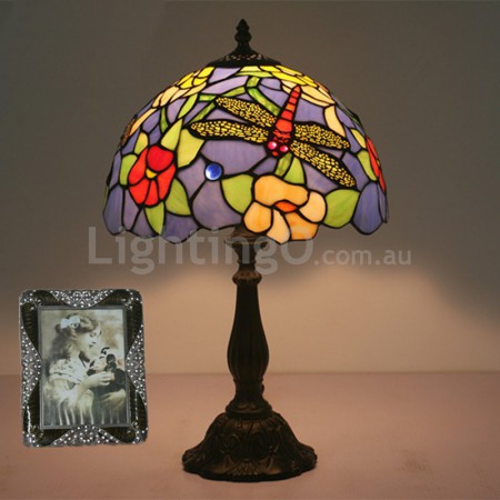 12 Inch European Stained Glass Dragonfly Style Table Lamp