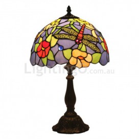 12 Inch European Stained Glass Dragonfly Style Table Lamp