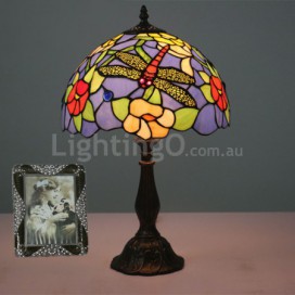 12 Inch European Stained Glass Dragonfly Style Table Lamp