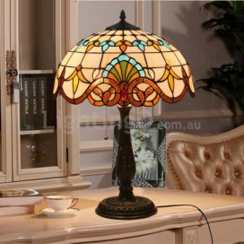 16 Inch European Stained Glass Baroque Style Table Lamp