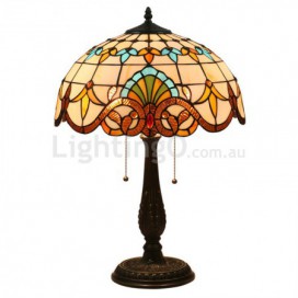 16 Inch European Stained Glass Baroque Style Table Lamp