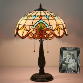 16 Inch European Stained Glass Baroque Style Table Lamp