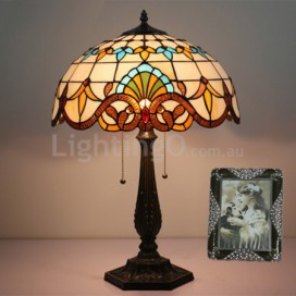 16 Inch European Stained Glass Baroque Style Table Lamp