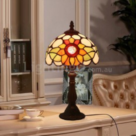 8 Inch European Stained Glass Sunflower Style Table Lamp