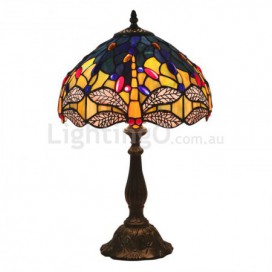 12 Inch European Stained Glass Dragonfly Style Table Lamp