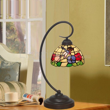 8 Inch European Stained Glass Dragonfly Style Table Lamp