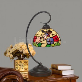 8 Inch European Stained Glass Dragonfly Style Table Lamp