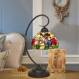 8 Inch European Stained Glass Dragonfly Style Table Lamp