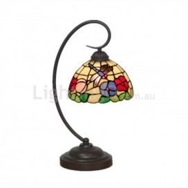 8 Inch European Stained Glass Dragonfly Style Table Lamp