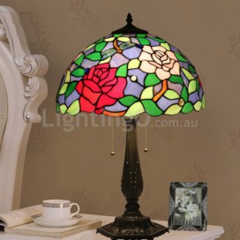 16 Inch Rural Stained Glass Dragonfly Style Table Lamp