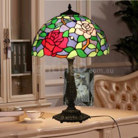 16 Inch Rural Stained Glass Dragonfly Style Table Lamp