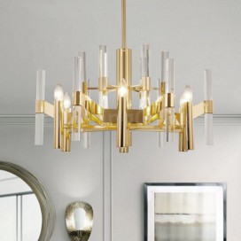 8 Light Metal Chandelier with Crystal Shade