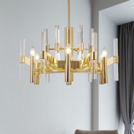 8 Light Metal Chandelier with Crystal Shade