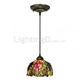 8 Inch European Stained Glass Grape Style Pendant Light