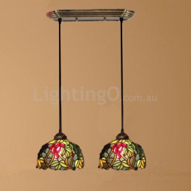 8 Inch European Stained Glass Grape Style Pendant Light