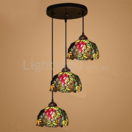 8 Inch European Stained Glass Grape Style Pendant Light