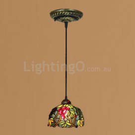 8 Inch European Stained Glass Grape Style Pendant Light