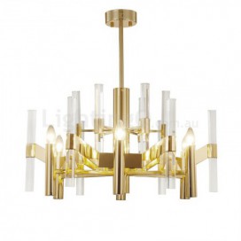 8 Light Metal Chandelier with Crystal Shade