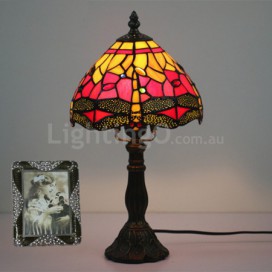 8 Inch European Stained Glass Dragonfly Style Table Lamp