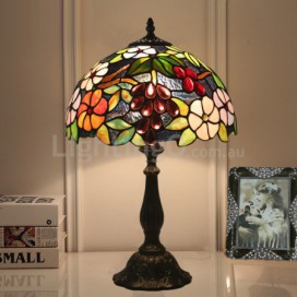 12 Inch European Stained Glass Grape Style Table Lamp